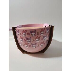 My Melody and Kuromi Ramen Noodle Bowl and Chopsticks Pink 1 Set NEW Sanrio
